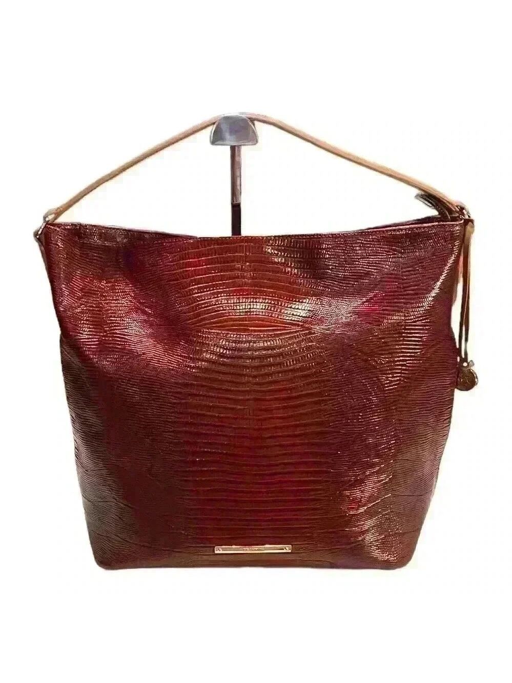 Brahmin “The Red Glissandro” Large Hobo. Genuine stamped Leather. Pre Owned.